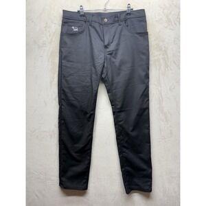 Blue Delta Pants Men's 34x30 Black Solid Flat Front Casual Slash Performance